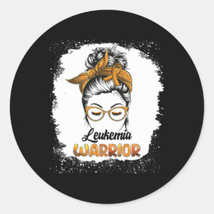 Warrior Bleached Messy Bun Survivor Believe Women  Classic Round Sticker