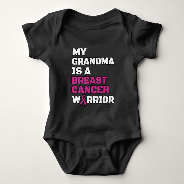 Warrior/Block/Grandma...Breast Cancer Baby Bodysuit (Front)
