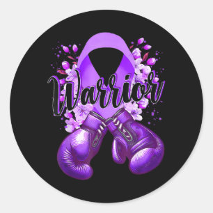 Warrior Boxing Gloves Purple Ribbon Lupus Classic Round Sticker