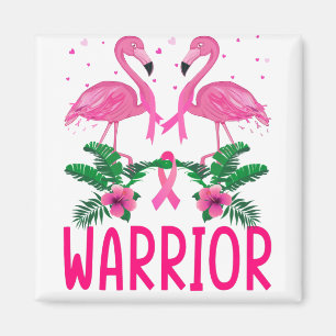 Warrior Breast Cancer Awareness Flamingo T-Shirt Magnet