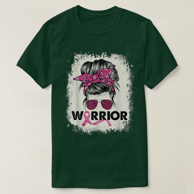 Warrior Breast Cancer Awareness Pink Ribbon Messy  T-Shirt (Design Front)