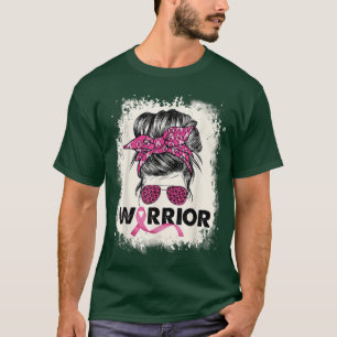 Warrior Breast Cancer Awareness Pink Ribbon Messy  T-Shirt