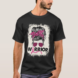 Warrior Breast Cancer Awareness Pink Ribbon Messy T-Shirt