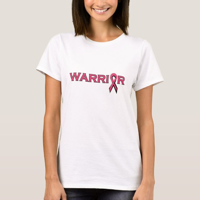 Warrior Breast Cancer Pink Ribbon Tshirt Grunge (Front)