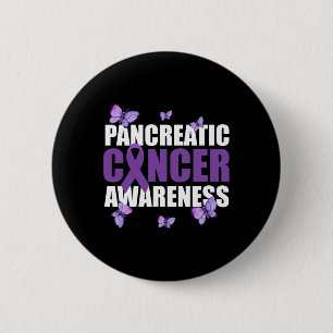 Warrior Butterfly Purple Ribbon Pancreatic Cancer 6 Cm Round Badge