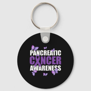 Warrior Butterfly Purple Ribbon Pancreatic Cancer Key Ring