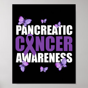 Warrior Butterfly Purple Ribbon Pancreatic Cancer  Poster