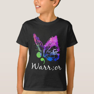 Warrior Butterfly Semicolon Suicide Prevention Awa T-Shirt