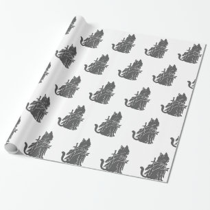 Warrior cat silhouette - Choose background color Wrapping Paper