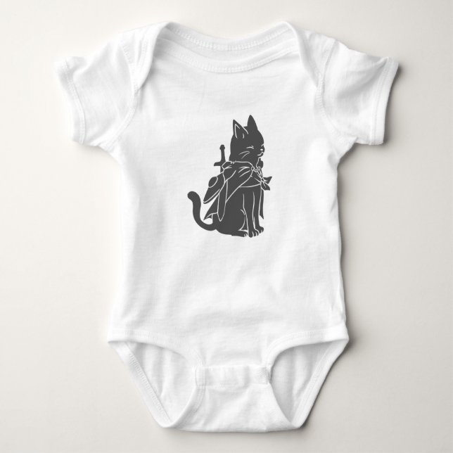 Warrior cat silhouette - Choose background colour Baby Bodysuit (Front)