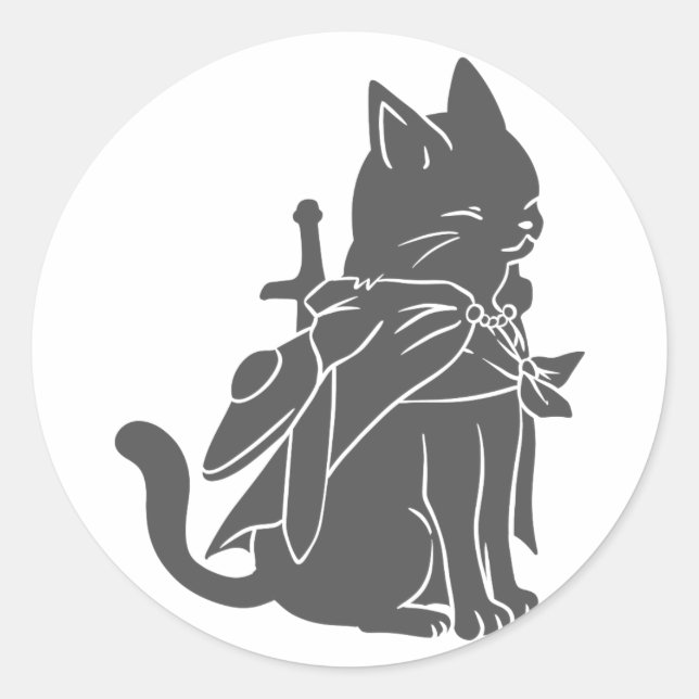 Warrior cat silhouette - Choose background colour Classic Round Sticker (Front)