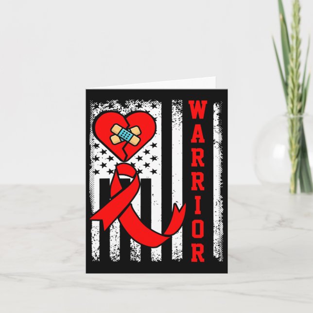 Warrior Chd Heart Disease Awareness Red Ribbon Ame Card (Front)