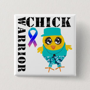Warrior Chick Thyroid Cancer 15 Cm Square Badge