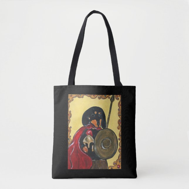 WARRIOR DACHSHUND   TOTE BAG (Front)