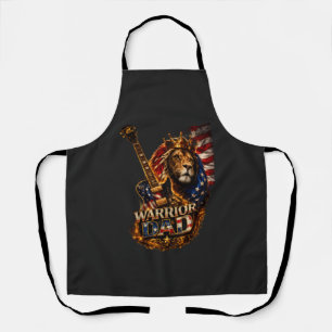 Warrior Dad Lion American Flag Guitar Apron