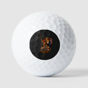 Warrior Dad Lion American Flag Guitar Golf Balls