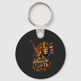 Warrior Dad Lion American Flag Guitar Key Ring