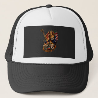 Warrior Dad Lion American Flag Guitar T-Shirt Trucker Hat