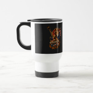 Warrior Dad Lion American Flag Guitar Travel Mug