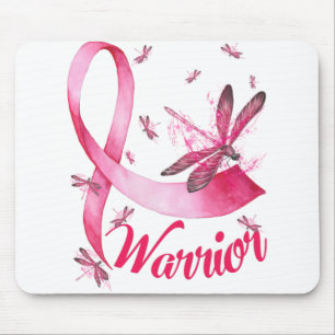 Warrior Dragonfly Breast Cancer Awareness T-Shirt. Mouse Pad