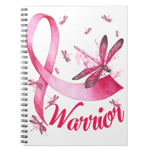 Warrior Dragonfly Breast Cancer Awareness T-Shirt. Notebook
