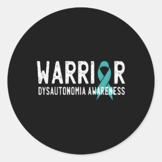 Warrior Dysautonomia Awareness Turquoise Ribbon Fi Classic Round Sticker
