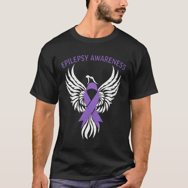 Warrior Epilepsy Awareness Month Gift Purple Ribbo T-Shirt (Front)