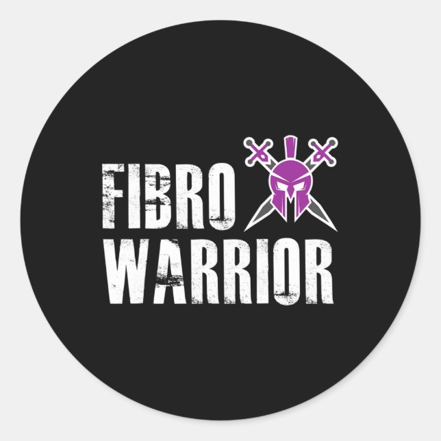 Warrior - Fibromyalgia Awareness Fighter  Classic Round Sticker (Front)