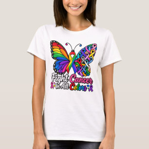 Warrior Fight Cancer Awareness Ribbon Butterfly T-Shirt