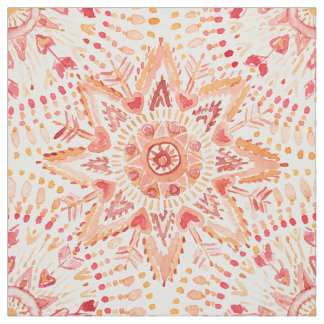 WARRIOR FIRE Watercolor Mandala Fabric