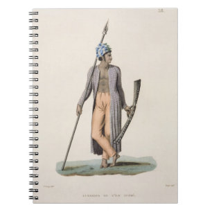 Warrior from the Island of Guebe, from 'Voyage aut Spiral Notebook