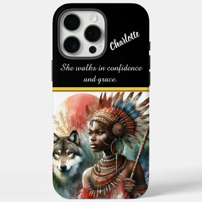 Warrior goddess with her wolf companion Case-Mate iPhone case (Back)