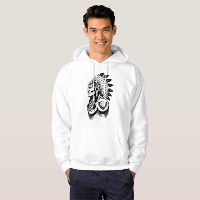 Warrior Headdress Line Art Hoodie (Front Full)