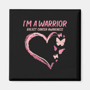 Warrior Heart Butterfly Breast Cancer Awareness Wo Magnet