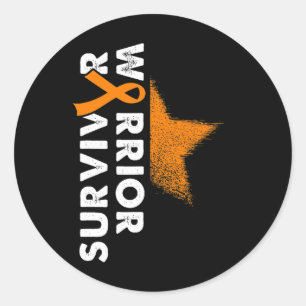 Warrior Hope Orange Ribbon Leukaemia Blood Cancer Classic Round Sticker