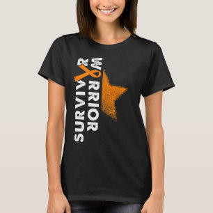 Warrior Hope Orange Ribbon Leukaemia Blood Cancer T-Shirt