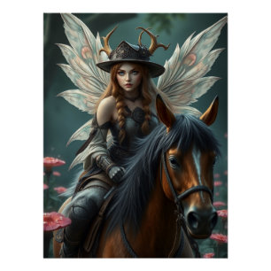Warrior Horse Fairy Fantasy Art  Poster