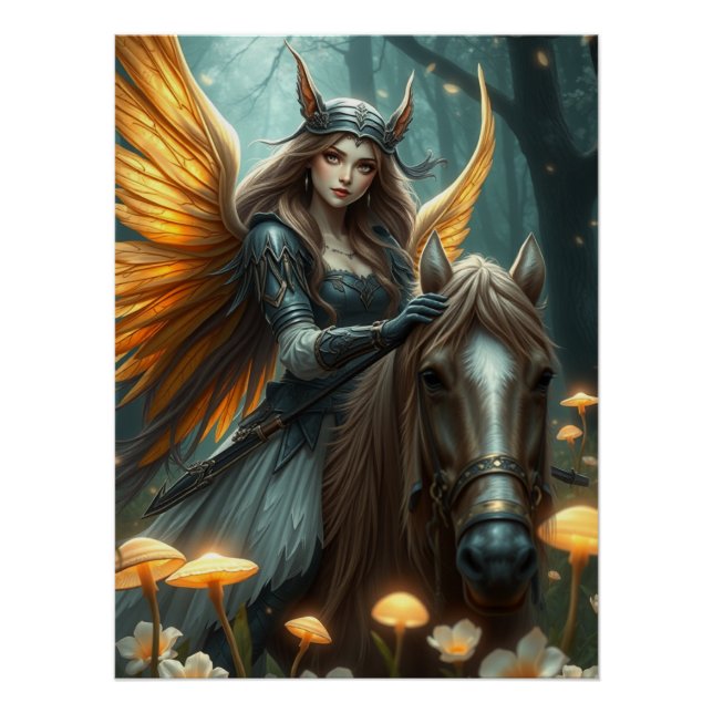 Warrior Horse Fairy Fantasy Art  Poster (Front)