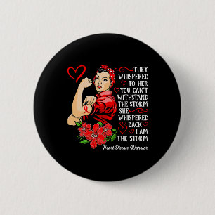 Warrior I Wear Red To Fight Heart Disease Awarenes 6 Cm Round Badge