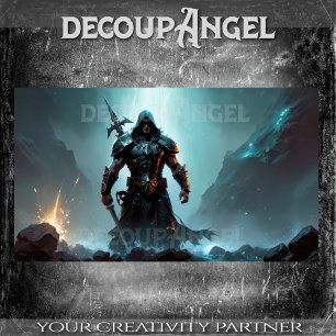 Warrior in armour among the rocks -Decoupage- Tissue Paper