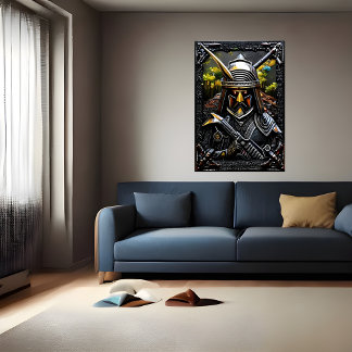 Warrior in black armour | AI Art  Poster