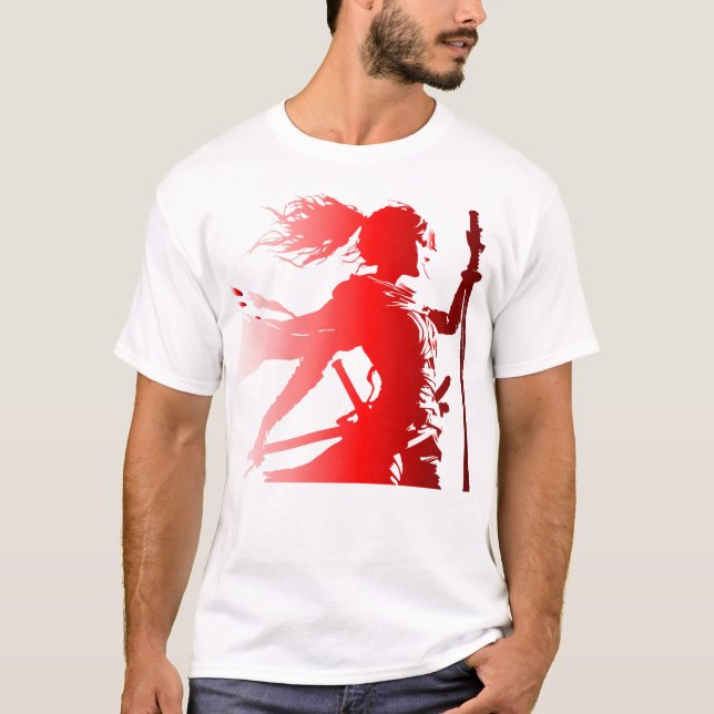Warrior in Red – Female Silhouette Power T-Shirt (Front)