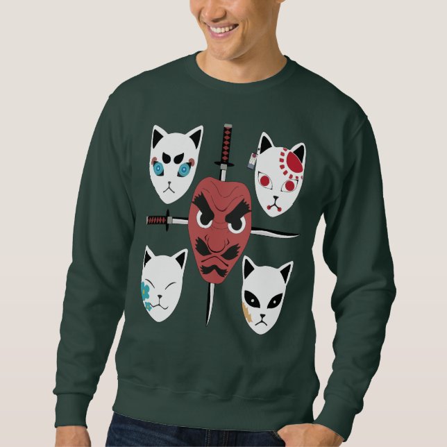 Warrior Katana Samurai Masks Sweatshirt (Front)