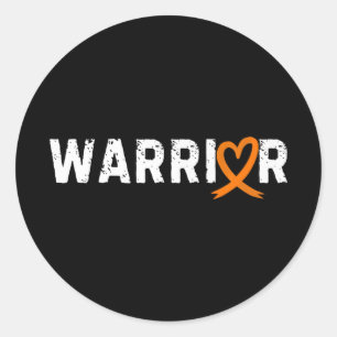 Warrior Kidney Cancer Fighter Love Heart Orange Ri Classic Round Sticker
