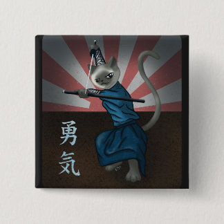 Warrior Kitten 15 Cm Square Badge