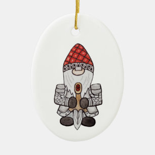 Warrior Knight Gnome  Ceramic Tree Decoration