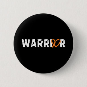 Warrior Leukaemia Cancer Fighter Heart Orange Ribb 6 Cm Round Badge