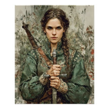 Warrior Maiden with Sword – Mediaeval Fantasy Post