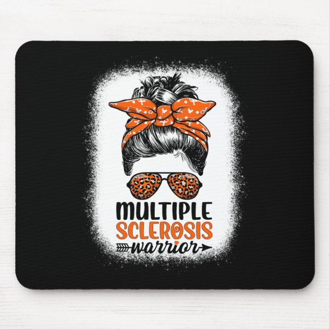 Warrior Messy Bun - Multiple Sclerosis Awareness  Mouse Pad (Front)
