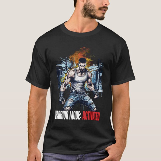 Warrior Mode Activated Men Black T-Shirt (Front)